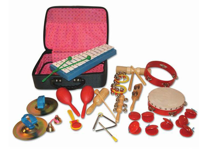 Ritmuskészlet bőröndben 17 fajta hangszer