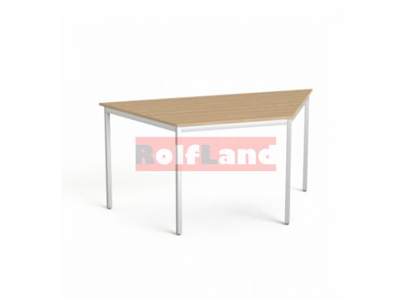 Általános asztal fémlábbal, trapéz alakú, 75x150/75 cm