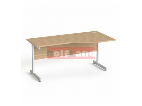 Íróasztal, íves, jobbos, szürke fémlábbal, 160x80 cm